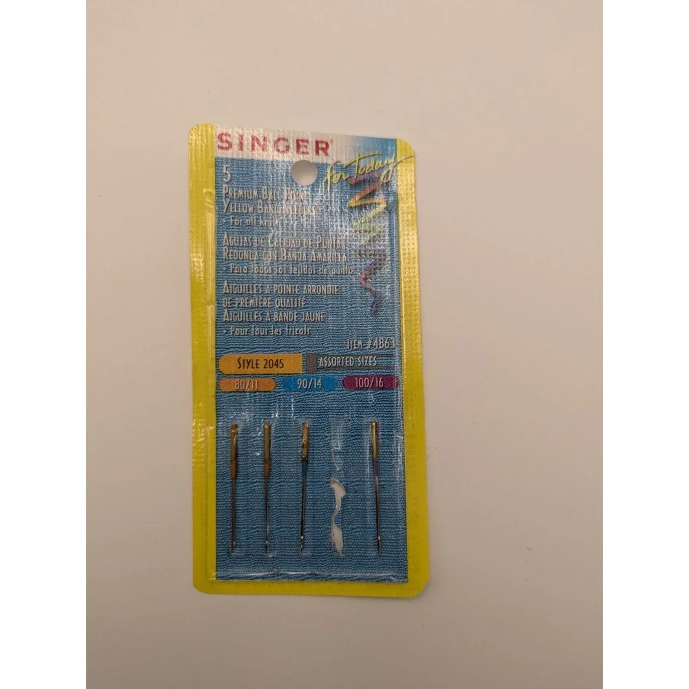 Singer‎ Ball Point Yellow Band Sewing Machine Needles Style 2045 Assorted 4863